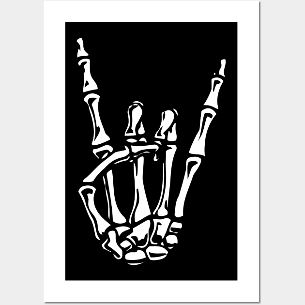 Rock On Skeleton Hand Wall Art by Ramateeshop